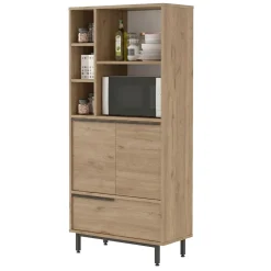 Credenza Marrone Rovere 4 Ripiani 3 Ante 75x36x162h cm, 7 Vani - Cinisi