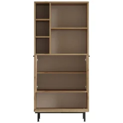 Credenza Marrone Rovere 4 Ripiani 3 Ante 75x36x162h cm, 7 Vani - Cinisi