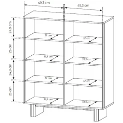 Credenza Marrone Rovere 4 Ripiani Apertura Battente 104x38x124h cm, 4 Ante - Hasareti