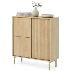 Credenza Marrone Rovere 5 Ripiani Apertura Battente 104x40x122h cm, 3 Ante - Hatote