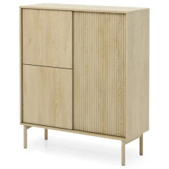 Credenza Marrone Rovere 5 Ripiani Apertura Battente 104x40x122h cm, 3 Ante - Hatote
