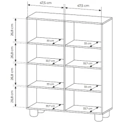 Credenza Marrone Rovere 6 Ripiani Apertura Battente 100x38x125h cm, 4 Ante - Hamola