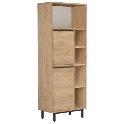 Credenza Marrone Rovere 7 Ripiani 2 Ante 160x36x45h cm, 9 Vani - Uta