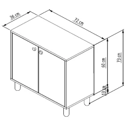 Credenza Marrone Rovere un Ripiano 3 Cassetti 182x44x90h cm, 2 Vani - Minoprio