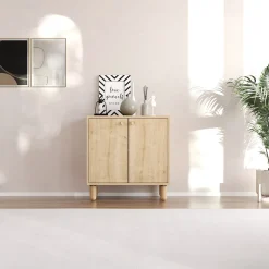 Credenza Marrone Rovere un Ripiano 3 Cassetti 182x44x90h cm, 2 Vani - Minoprio