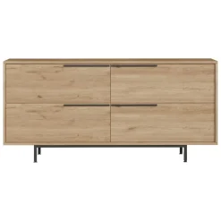 Credenza Marrone Rovere 4 Vani 4 Ante 160x45x74h cm, Apertura a Ribalta - Follo