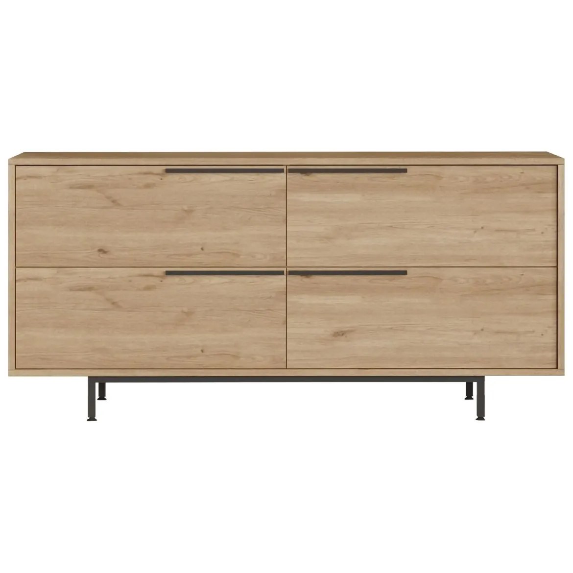 Credenza Marrone Rovere 4 Vani 4 Ante 160x45x74h cm, Apertura a Ribalta - Follo