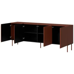 Credenza Marrone Terracotta 2 Ripiani Apertura Battente 200x42x75h cm, 4 Ante - Canino