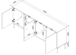 Credenza Mestrino, 190x40 h80 cm, Beige e Rovere Nodi