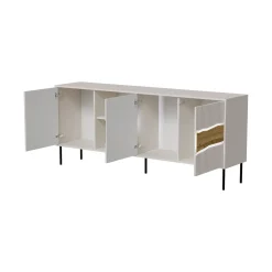 Credenza Mestrino, 190x40 h80 cm, Beige e Rovere Nodi