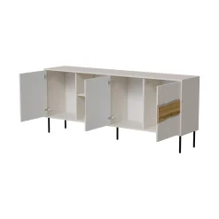 Credenza Mestrino, 190x40 h80 cm, Beige e Rovere Nodi
