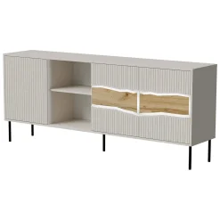 Credenza Mestrino, 190x40 h80 cm, Beige e Rovere Nodi