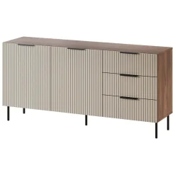 Credenza Monzuno, 156x42 h75 cm, Noce e Beige