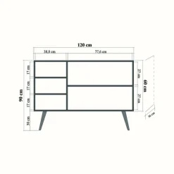Credenza mosaico 120x36x90h cm 3 ante - Arzumia