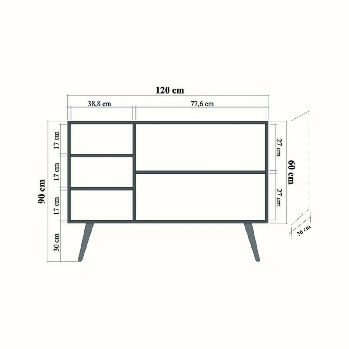 Credenza mosaico 120x36x90h cm 3 ante - Arzumia