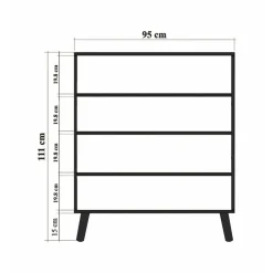 Credenza multicolore chic 95x36x111h cm 4 ante - Agyemang