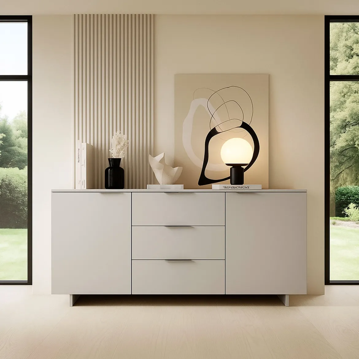 Credenza Neive, 180x42 h90 cm, Beige