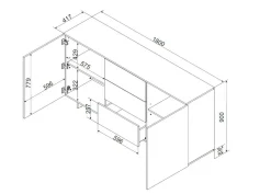 Credenza Neive, 180x42 h90 cm, Beige