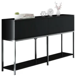 Credenza nera e argento 150x30x80h cm 2 ante - Basilia