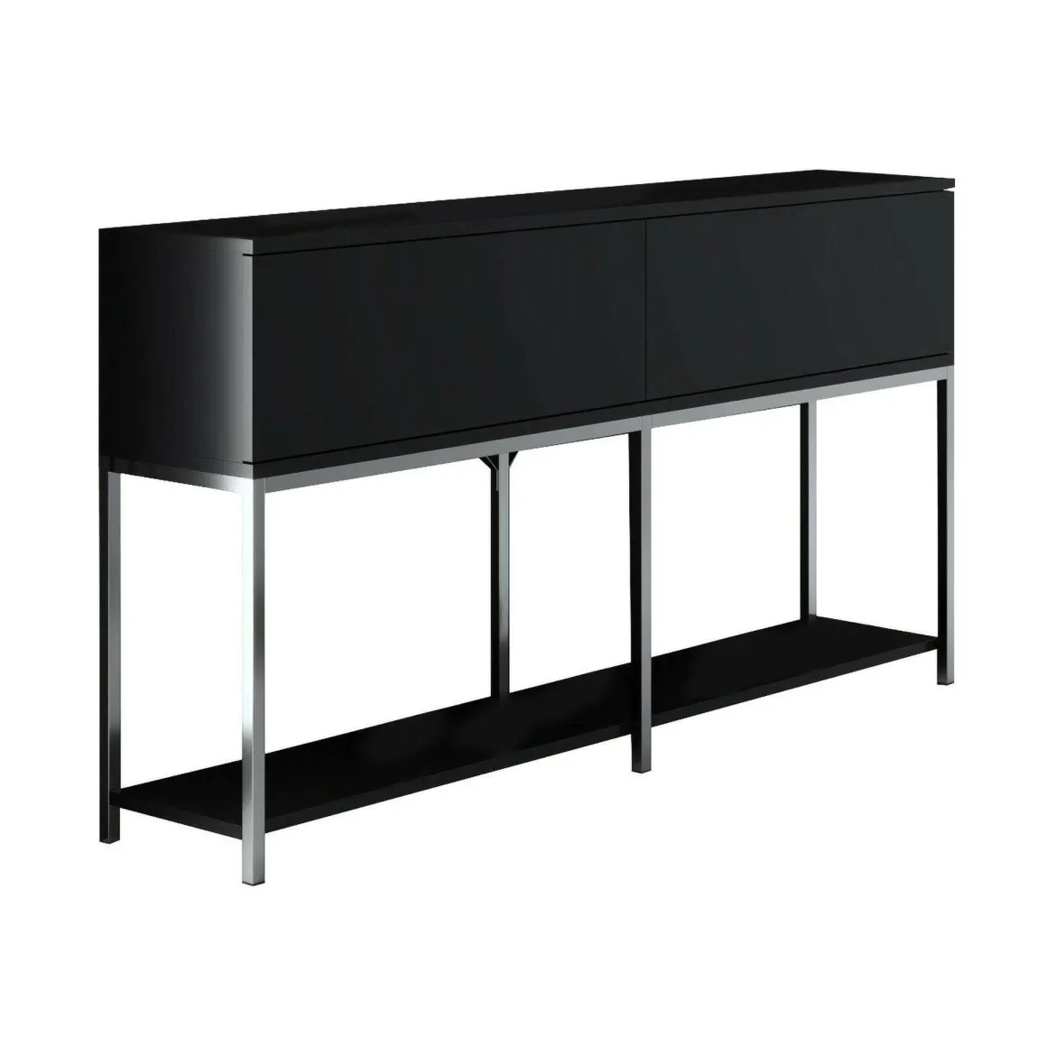 Credenza nera e argento 150x30x80h cm 2 ante - Basilia