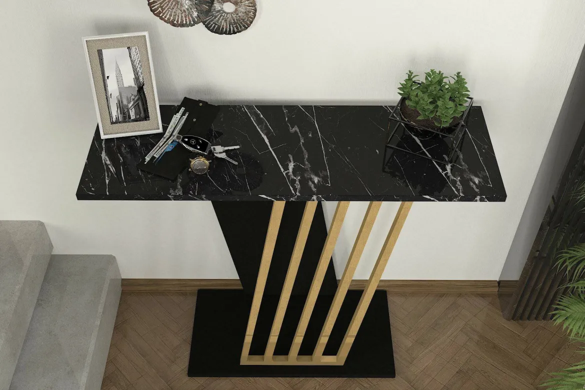 Credenza nera e oro 90x29x76h cm moderna - Cempaka