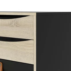Credenza nera e quercia 98x40x86h cm 1 anta e 3 cassetti - Molise