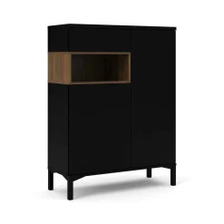 Credenza nera,noce 88x36x118h cm 2 ante e 1 cassetto - Alfra