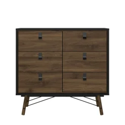 Credenza nera,noce 101x40x94h cm 6 cassetti - Maka
