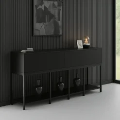 Credenza nera 150x30x80h cm 2 ante - Basilia