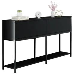 Credenza nera 150x30x80h cm 2 ante - Basilia