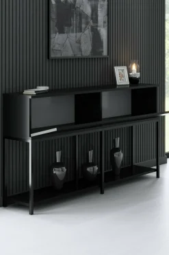 Credenza nera 150x30x80h cm 2 ante - Basilia