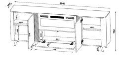 Credenza nera 190x40x68h cm 3 ante - Briano