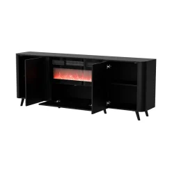 Credenza nera 190x40x68h cm 3 ante - Briano