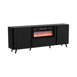 Credenza nera 190x40x68h cm 3 ante - Briano