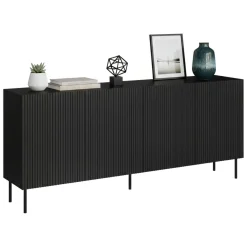 Credenza nera 200x42x82h cm 4 ante - Corana