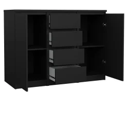 Credenza nera 120x50x90h cm 2 ante e 4 cassetti - Angelika