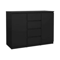 Credenza nera 120x50x90h cm 2 ante e 4 cassetti - Angelika