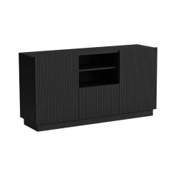 Credenza nera 150x40x78h cm 2 ante e 1 cassetto - Serchio