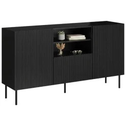 Credenza nera 150x42x82h cm 2 ante e 1 cassetto - Malo