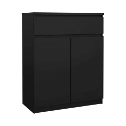 Credenza nera 82x38x79h cm 2 ante e 1 cassetto - Romagna