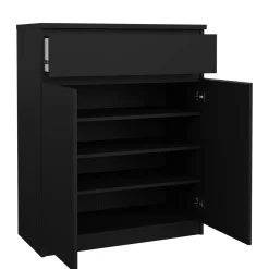 Credenza nera 82x38x79h cm 2 ante e 1 cassetto - Romagna