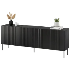 Credenza nera 200x42x75h cm 4 ante - Gerace