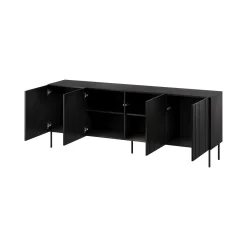 Credenza nera 200x42x75h cm 4 ante - Gerace