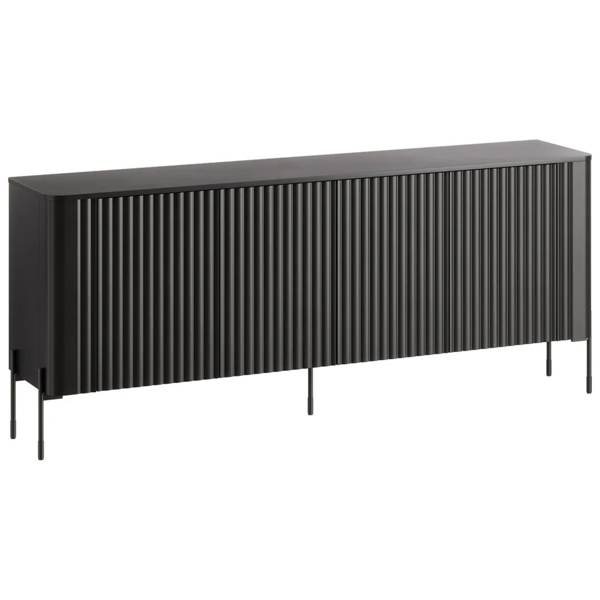 Credenza nera 190x39x80h cm 4 ante - Laion