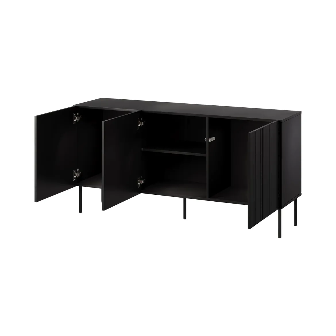 Credenza nera 150x42x75h cm 3 ante - Spirano