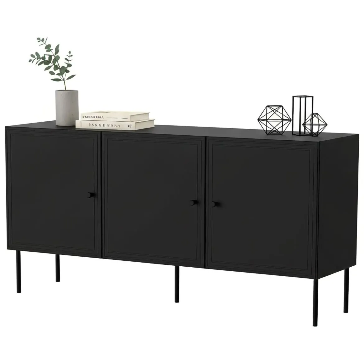 Credenza nera 151x40x75h cm 3 ante - Vigasio