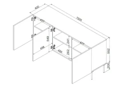 Credenza nera 151x40x75h cm 3 ante - Vigasio