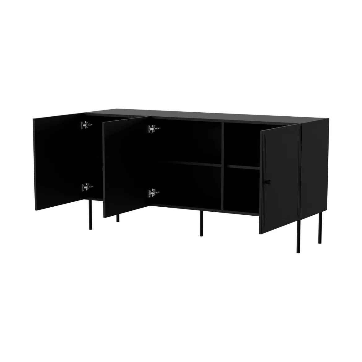 Credenza nera 151x40x75h cm 3 ante - Vigasio
