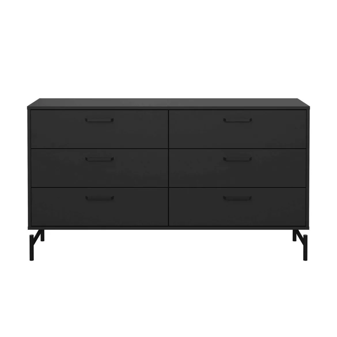 Credenza nera 138x39x76h cm 6 cassetti - Begawan