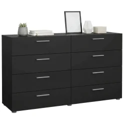 Credenza nera 140x40x81h cm 8 cassetti - Urduja